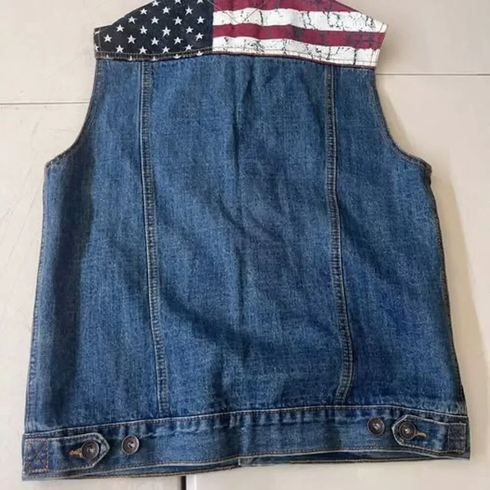 Tommy Hilfiger Denim Vest Size Large USA Flag